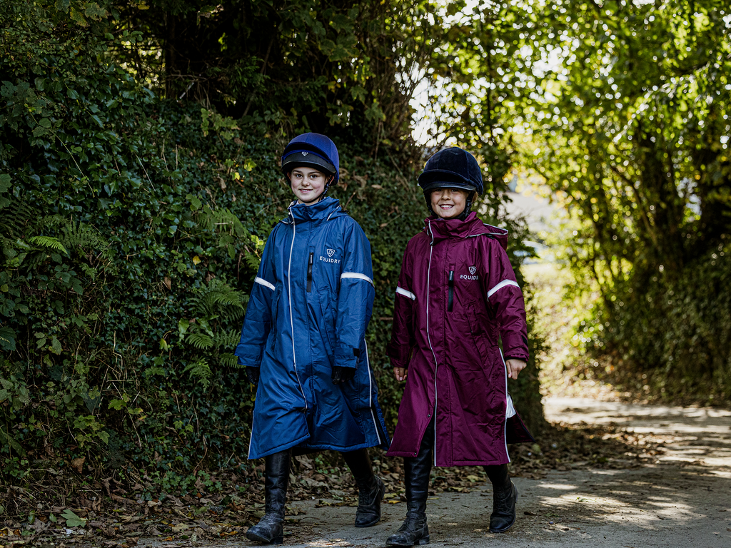 EQUIDRY Child s Waterproof Reflective Horse Riding Coat Blue