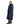 EQUIDRY women's long waterproof horse riding coat in Navy/Turquoise studio side on showing side zips