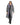 EQUIDRY women's long waterproof horse riding coat in Charcoal/Lilac studio open showing lining