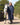 EQUIDRY waterproof horse riding raincoat All Rounder Original thick fleece Women's Navy/Pale Pink full view stood with horse