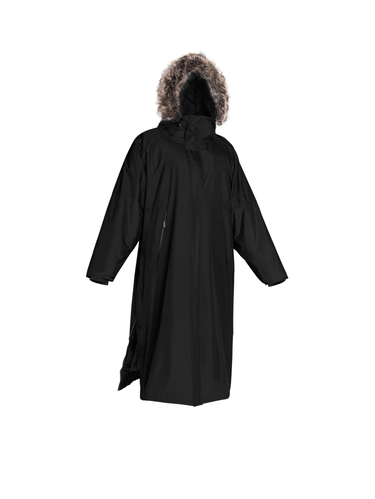EQUIDRY | Parka | Women's | Black - waterproof riding and leisure coat with padded inner detachable faux fur trim