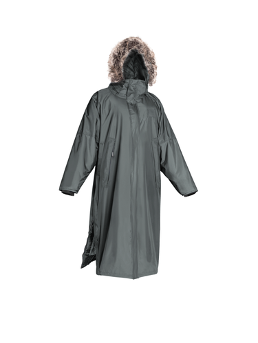 EQUIDRY | Parka | Women's | Charcoal - waterproof riding and leisure coat with padded inner detachable faux fur trim