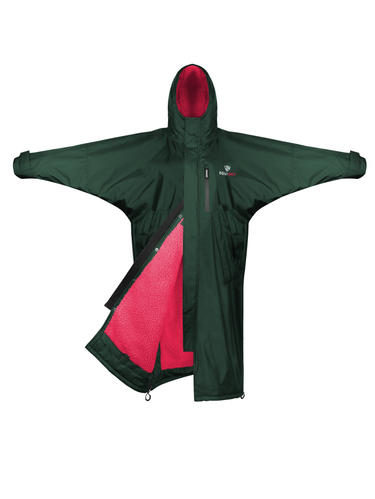 Evolution Children's | Thick Fleece | Fixed Hood | Black Forest Green/Peacock pink - EQUIDRY