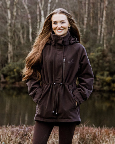 Nevada waterproof smock riding jacket for equestrian use with 20k waterproof protection | Brown