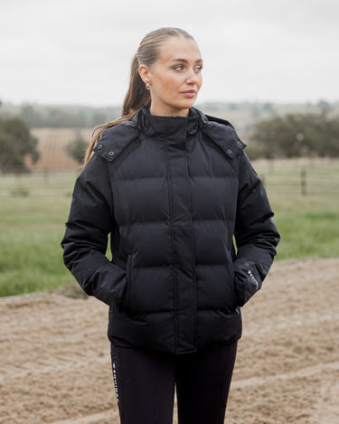 Talia riding jacket puffer designed for equestrian performance and comfort | Black