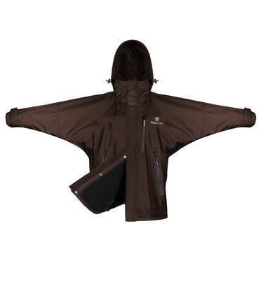 EQUIDRY women's waterproof short blouson style horse riding jacket in rich brown