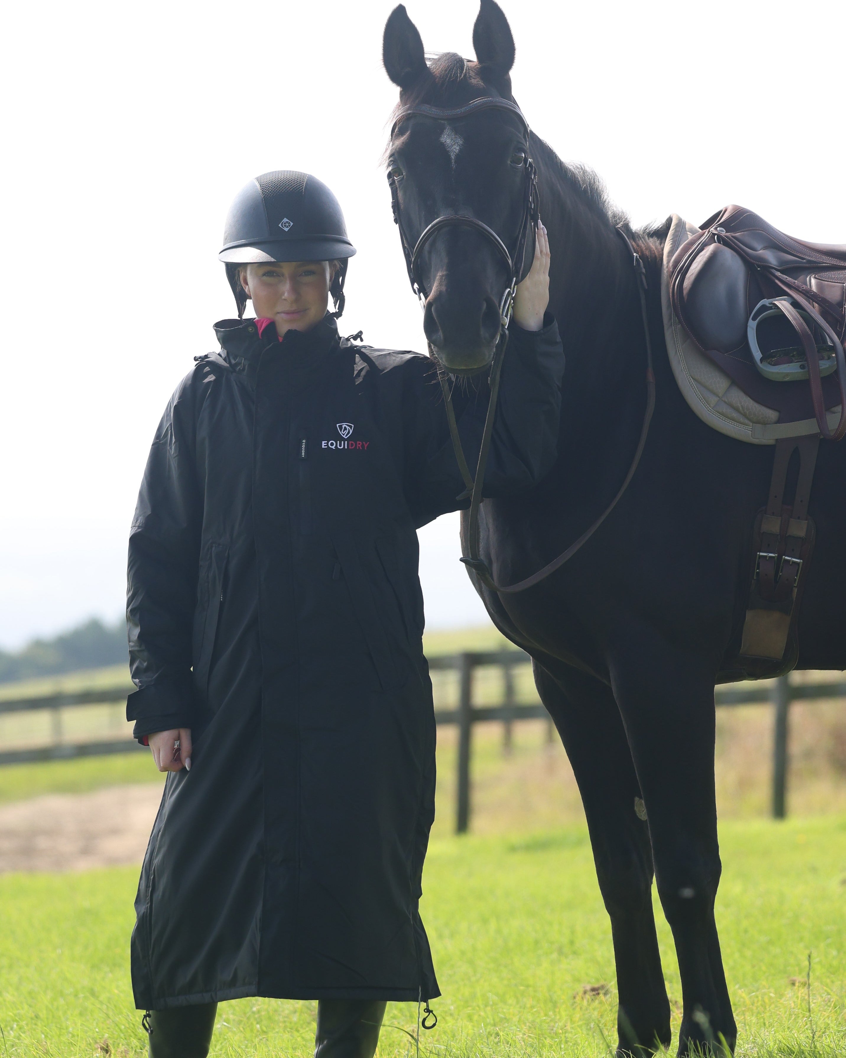 Equi Dry Robe EQUI DRY | Women's Lightweight Horse Riding Rain Coat | Black & Pink ...