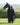 EQUIDRY women's thin fleece long waterproof horse riding coat in black/black with horse