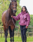 EQUIDRY women's waterproof short blouson style horse riding jacket in valerian with horse