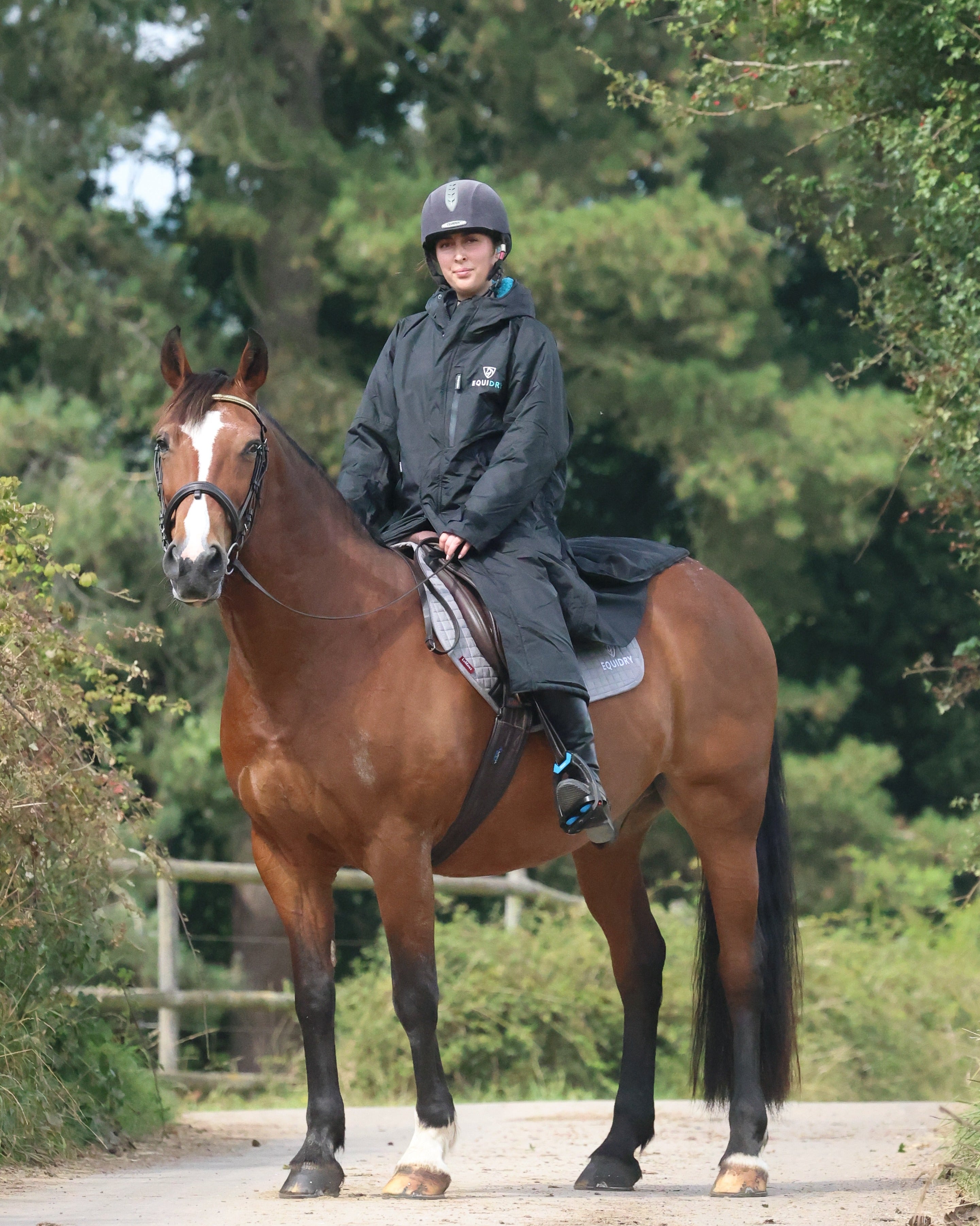 Outdoor Riding Coat Women's Black Waterproof EQUIDRY Evolution Long Riding Coat