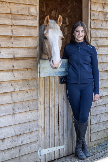 Children's Water Repellent Zip up Top | Navy/White
