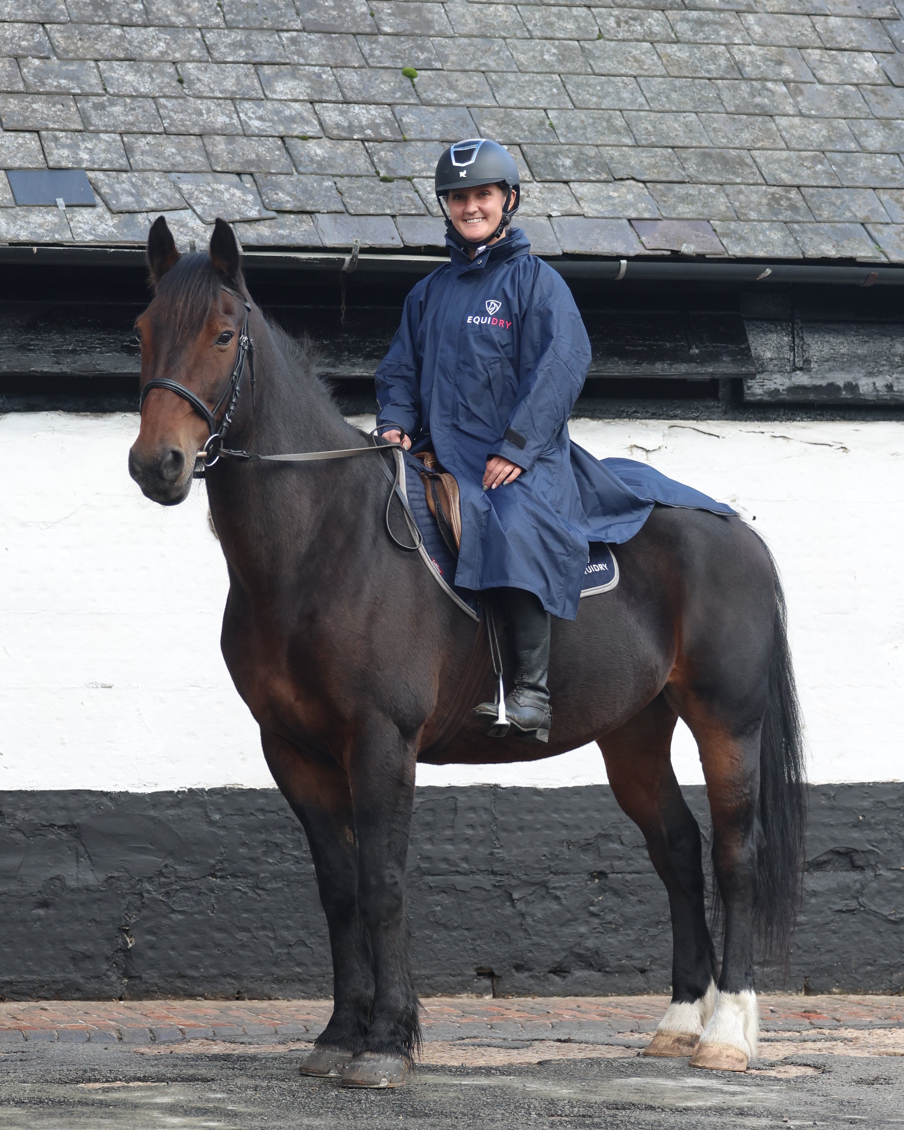 Equi Dry Robe EQUI DRY Mac | Women's Lite Waterproof Horse Riding Coat | Navy & Pink ...