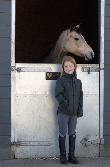 Varsha Waterproof Riding Jacket | Girl's | Black Forest Green