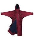 EQUIDRY women's long waterproof horse riding coat in plum/navy