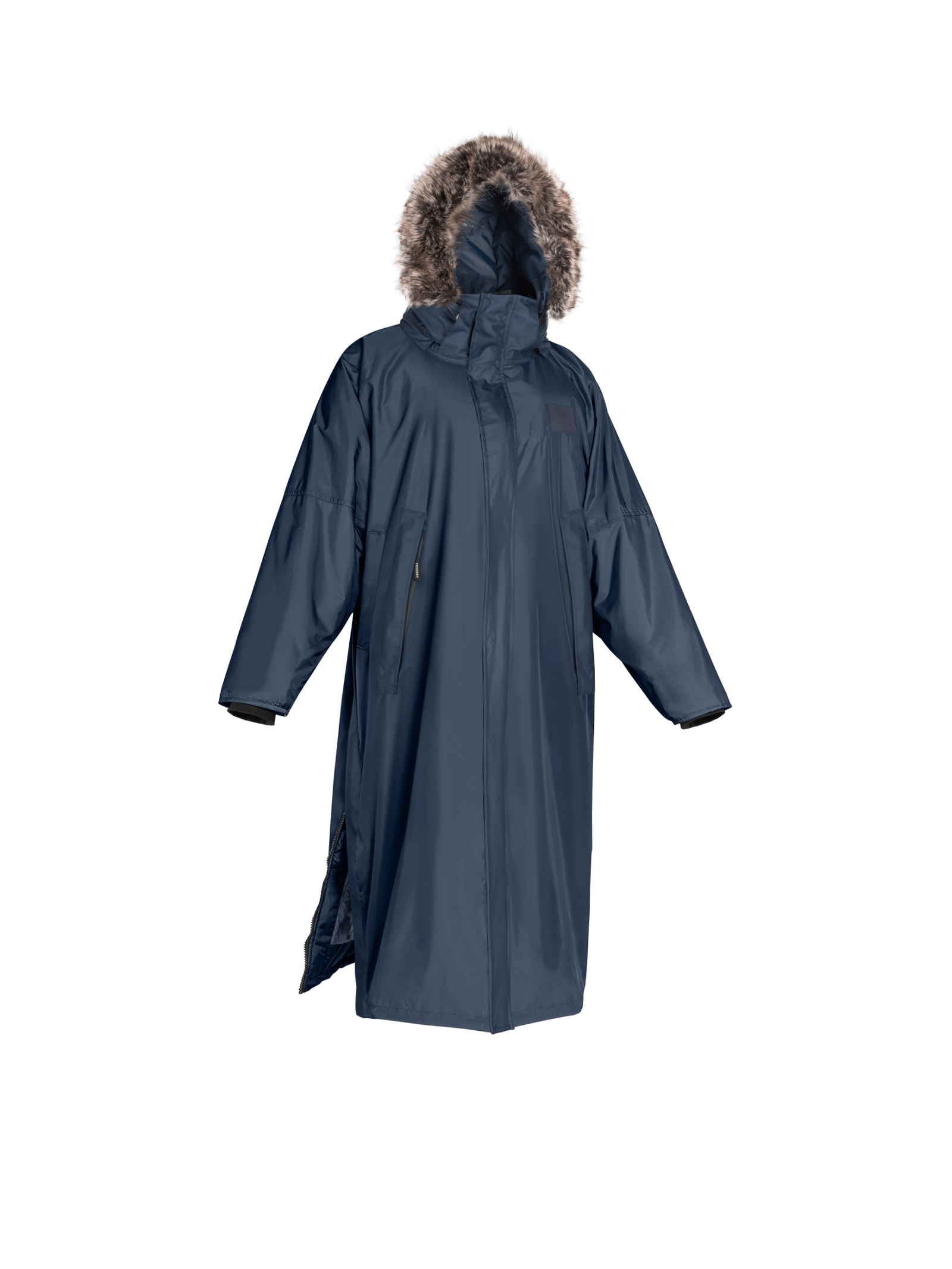 EQUIDRY | Parka | Men&#39;s | Navy - waterproof riding and leisure coat with padded inner detachable faux fur trim