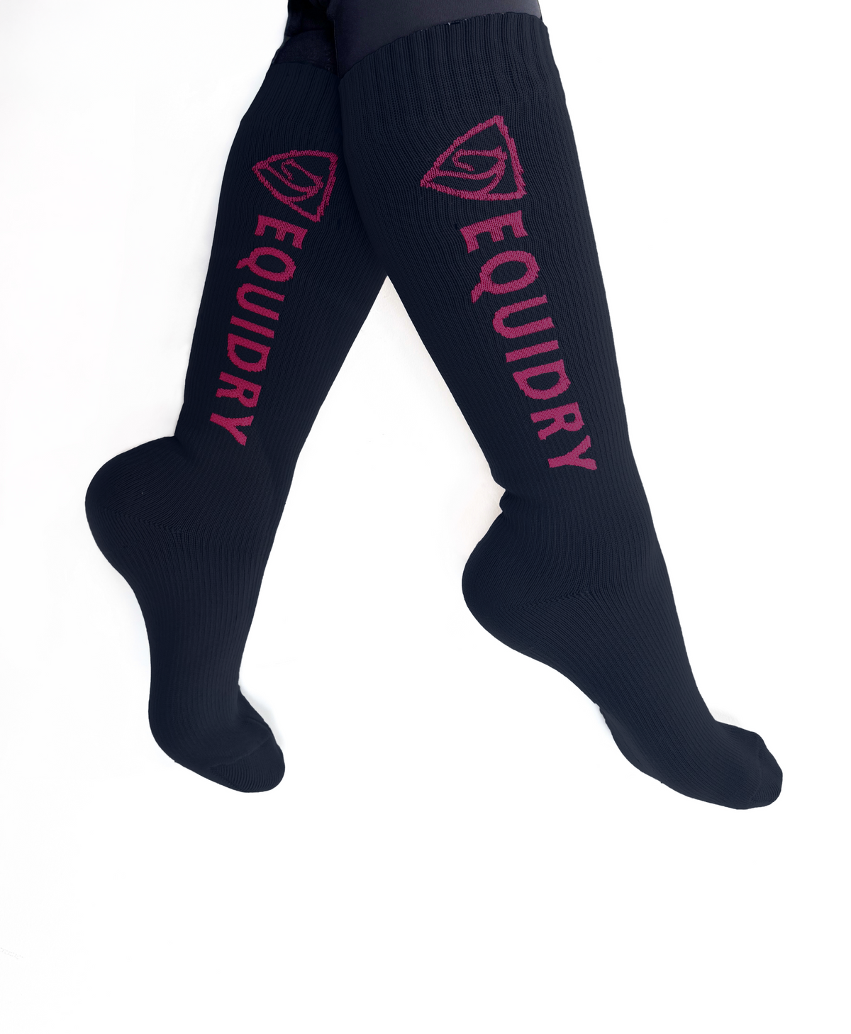 Navy Riding Socks EQUIDRY Waterproof Knee High Horse Riding Socks | Navy/Raspberry