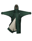 EQUIDRY women's long waterproof horse riding coat in black forest green/cream