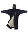 EQUIDRY women's long waterproof horse riding coat in navy/cream