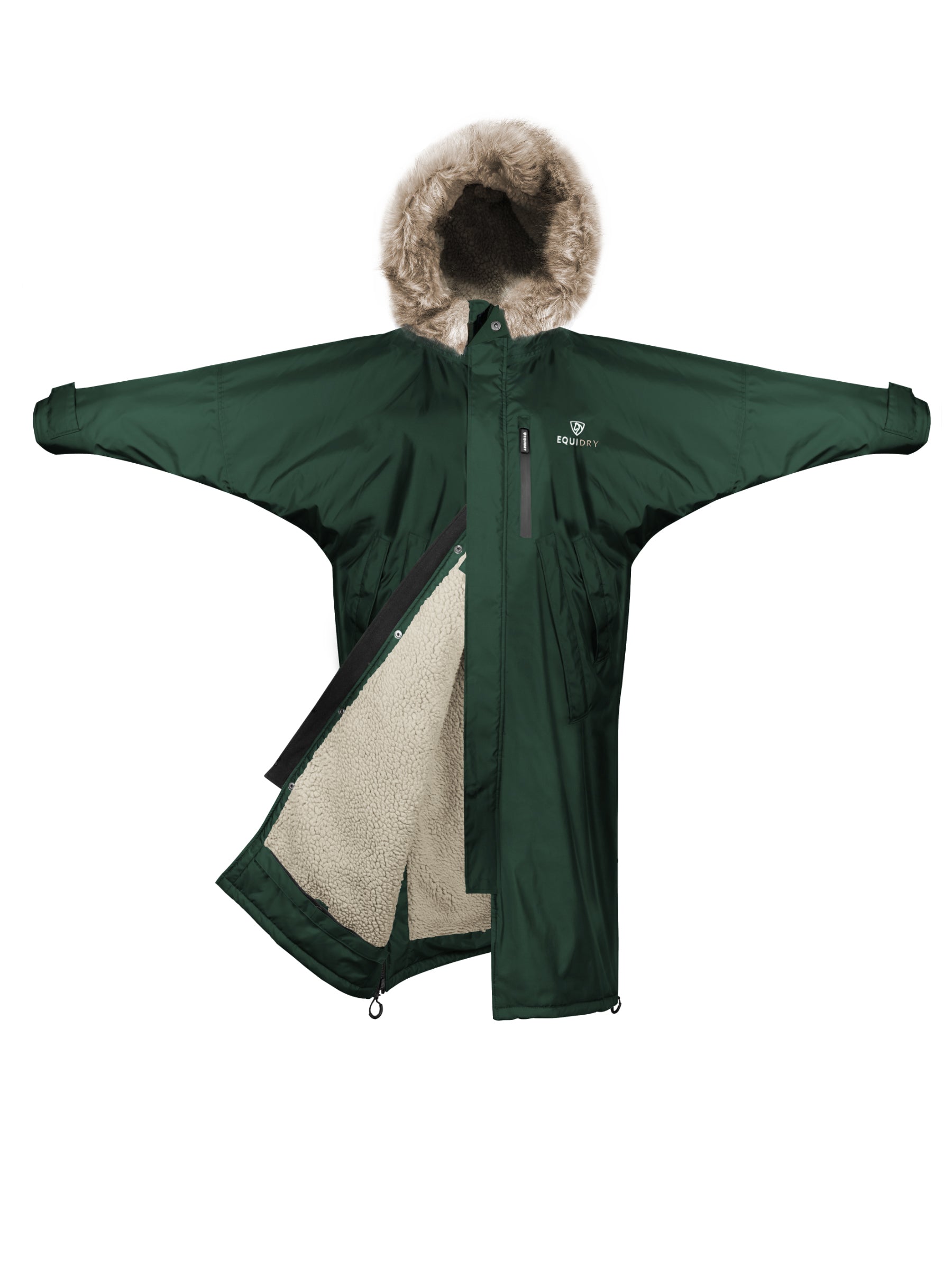 Evolution Children&#39;s | Thick Fleece | Fur Hood | Black Forest Green