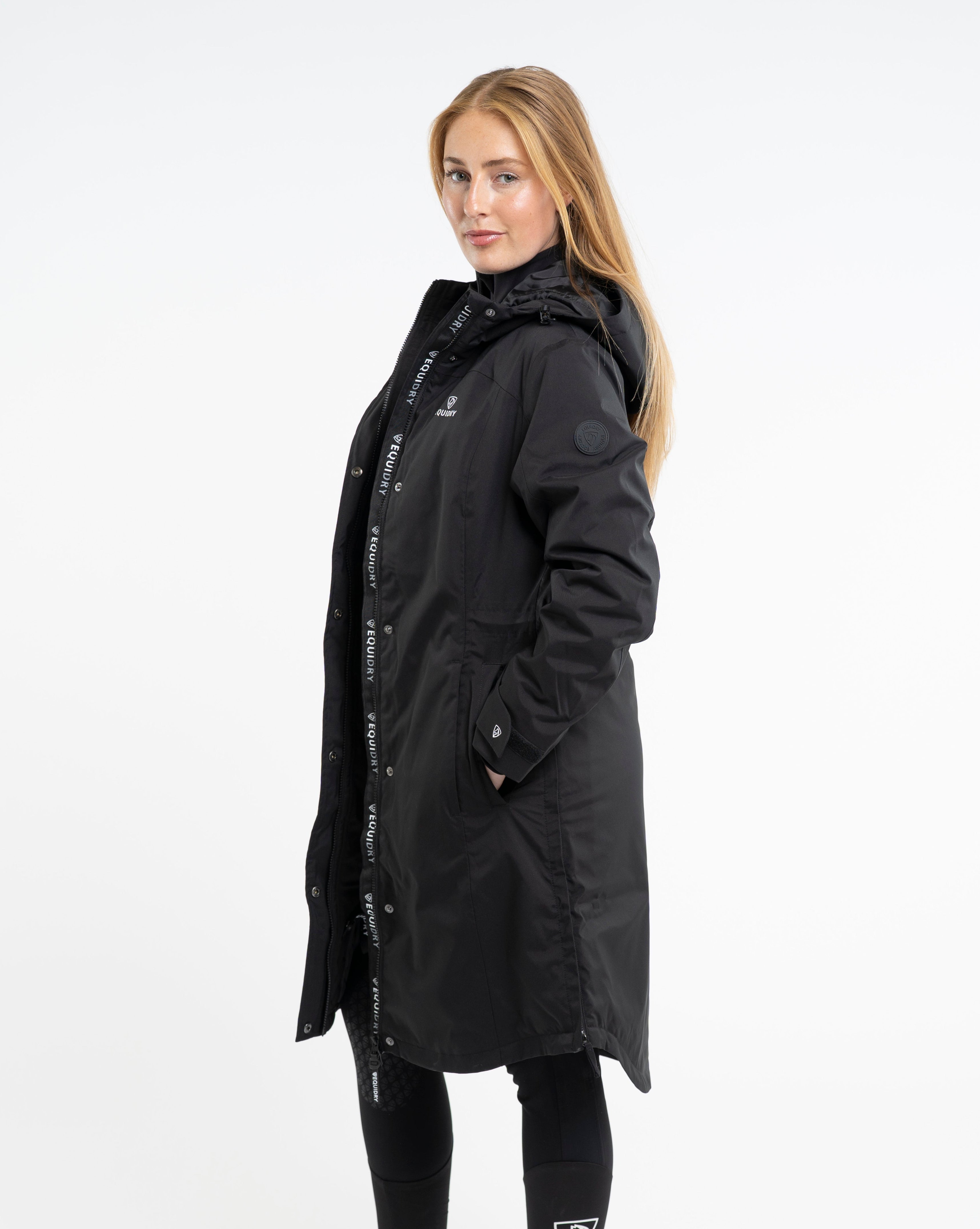EQUIDRY Bronte | Women's Black Tailored Waterproof Horse Riding Coat