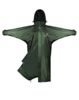 EQUIDRY women's mesh lining long waterproof horse riding coat in black forest green/green