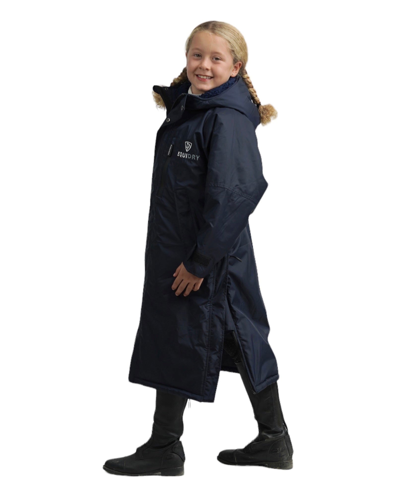 EQUIDRY | Child's Long Warm Waterproof Horse Riding Coat | Navy