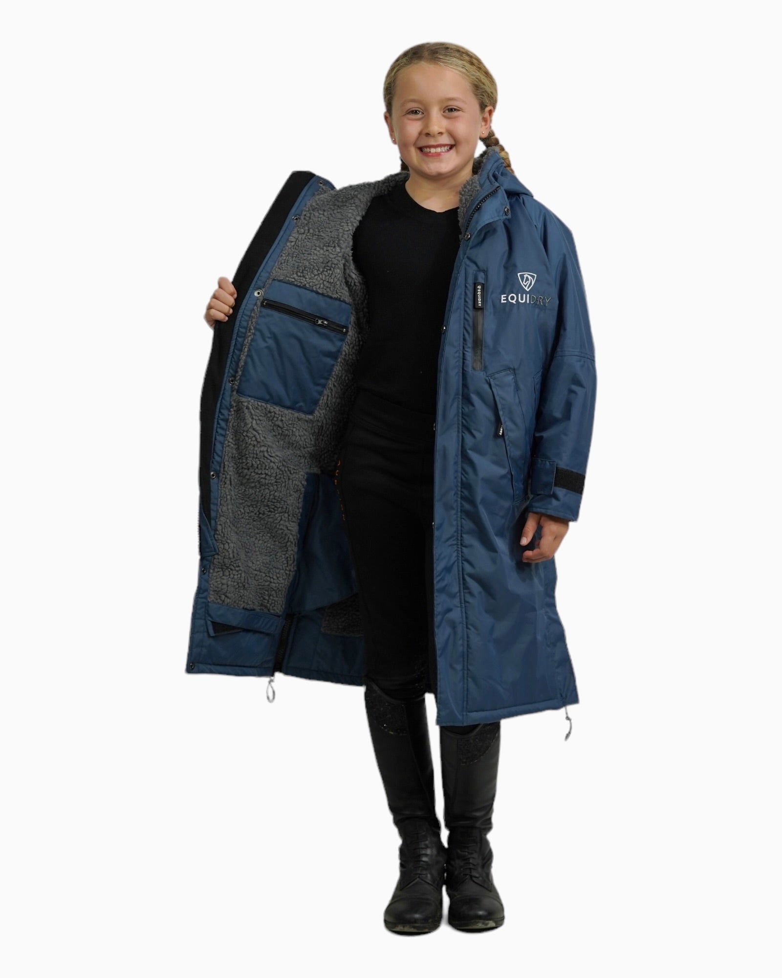 Best Selling | EQUIDRY | Child's Waterproof Riding Coat | Steel Blue