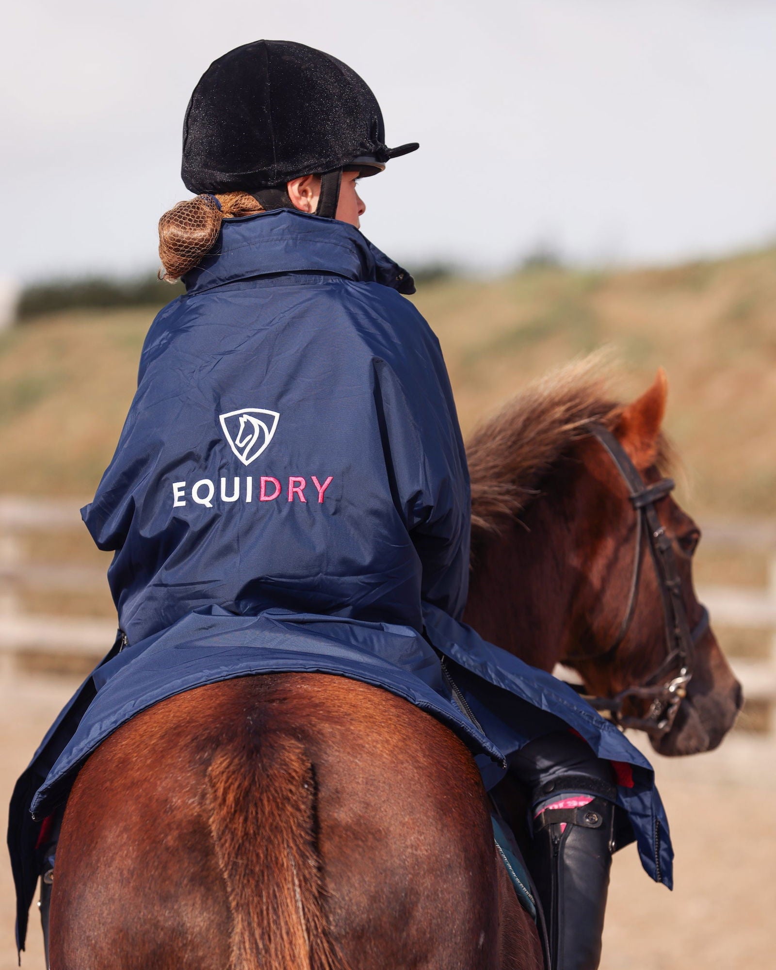 EQUIDRY | Child's Long Waterproof Horse Riding Coat | Navy & Raspberry