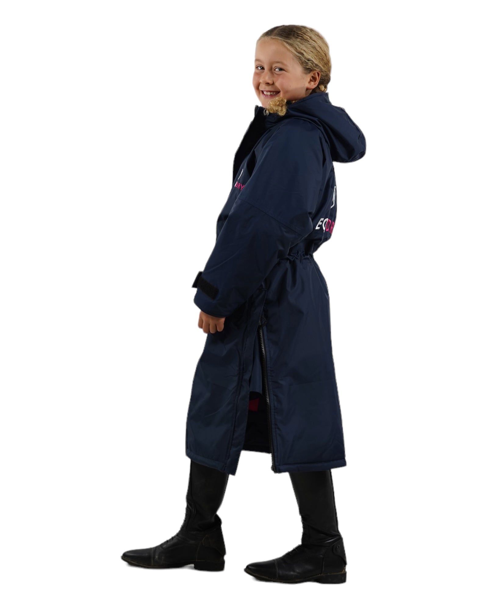 EQUIDRY Equestrian| Girl's Waterproof Horse Riding Coat| Navy & Pink