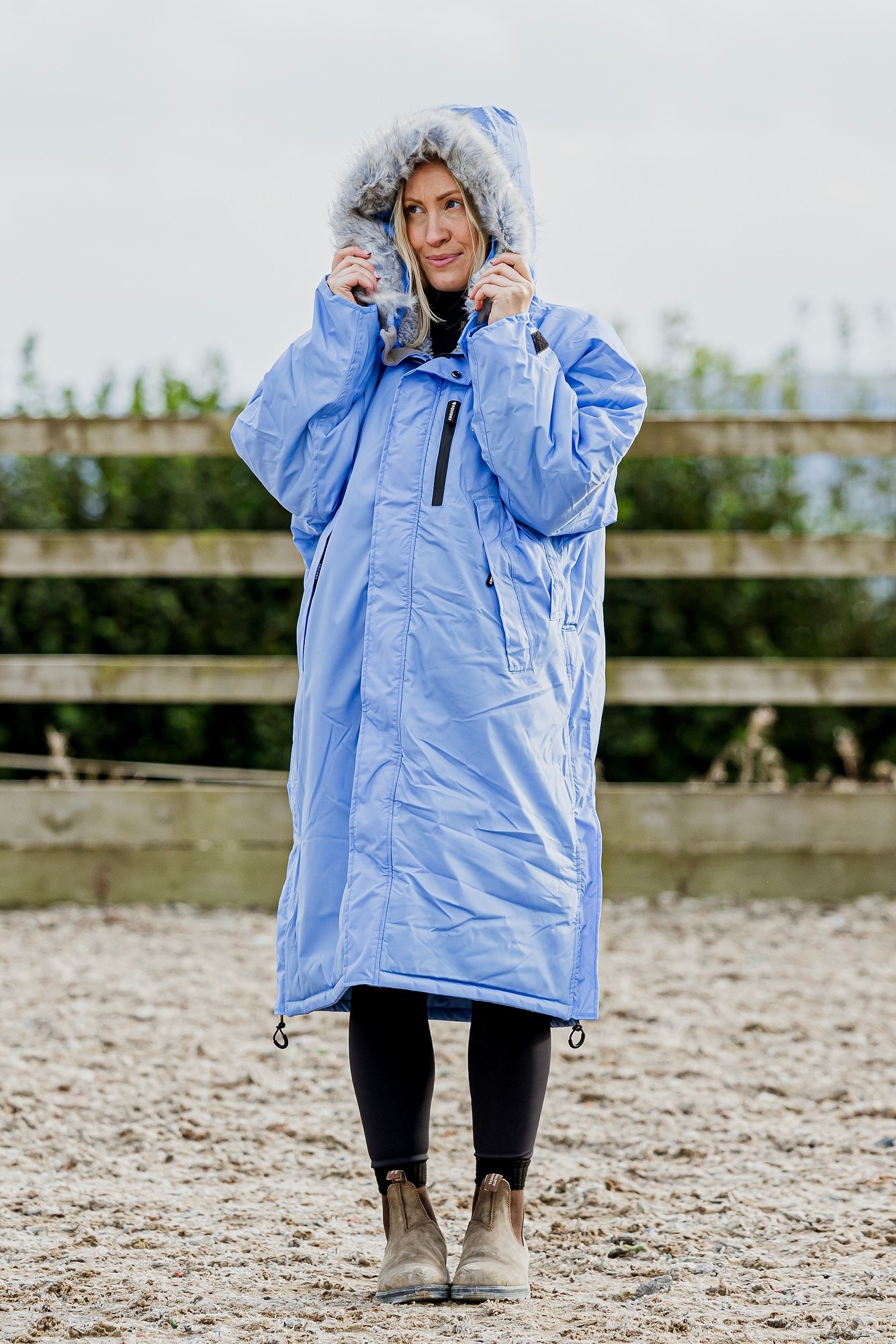 Stay Warm Dry with Sky Blue EQUIDRY Waterproof Evolution Riding Coat