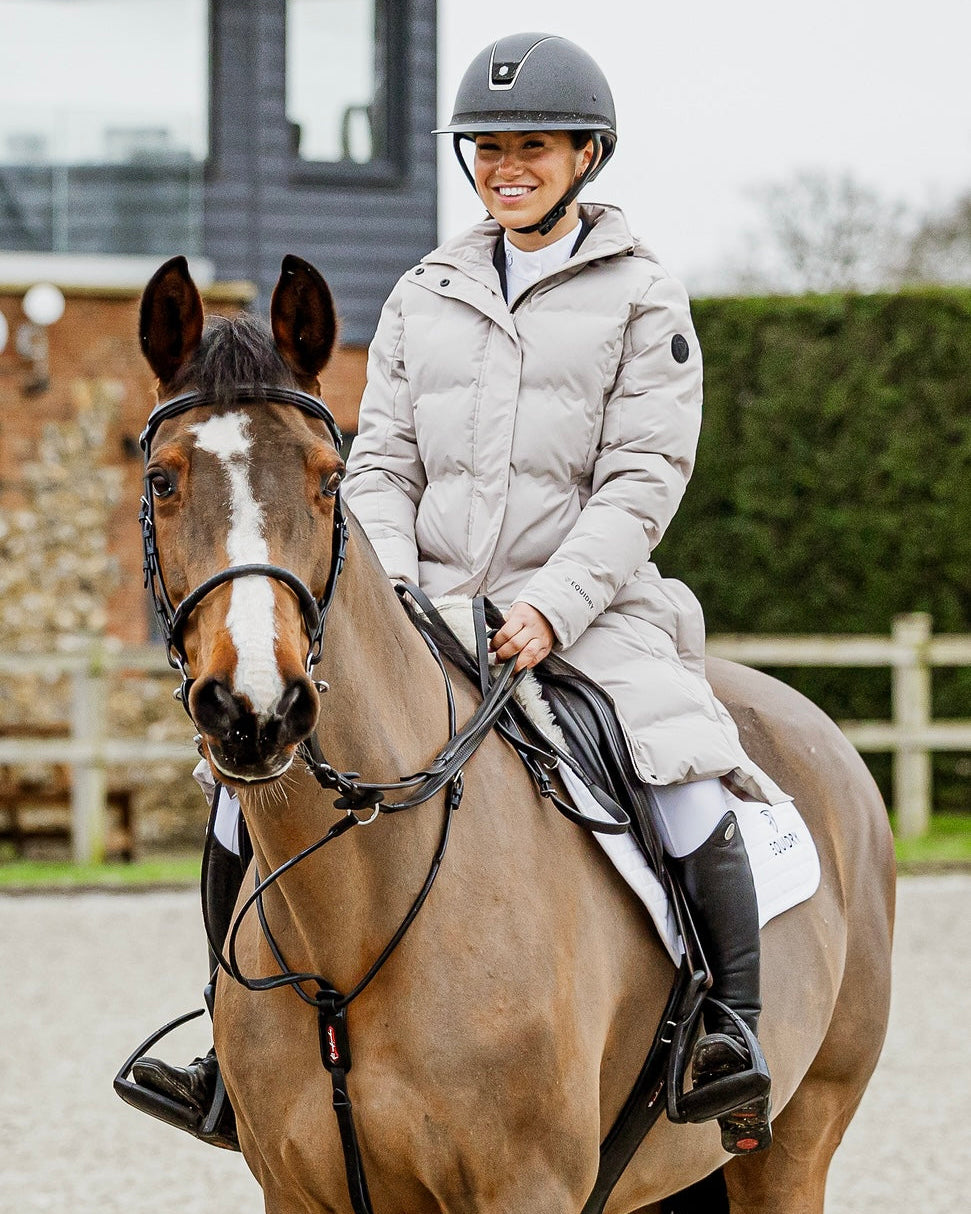 EQUIDRY Equestrian Coats | Long Padded Waterproof Puffer Coat | Beige