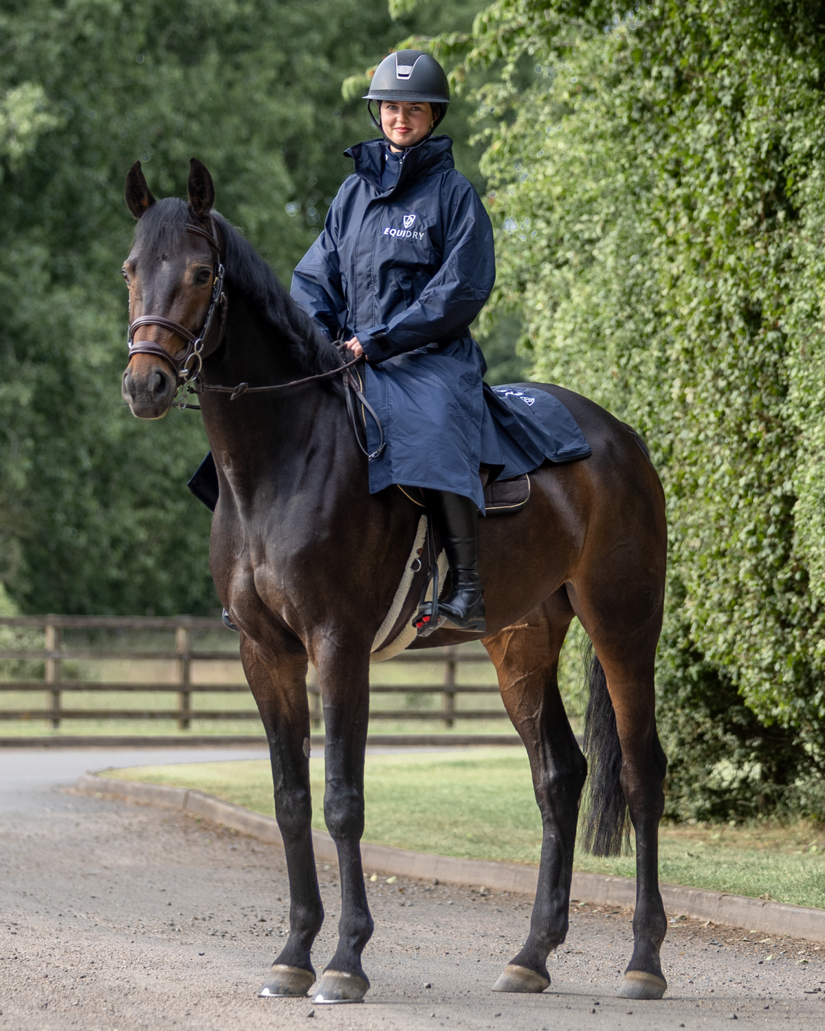 EQUIDRY Mac | Women's Lightweight Waterproof Horse Riding Coat | Navy
