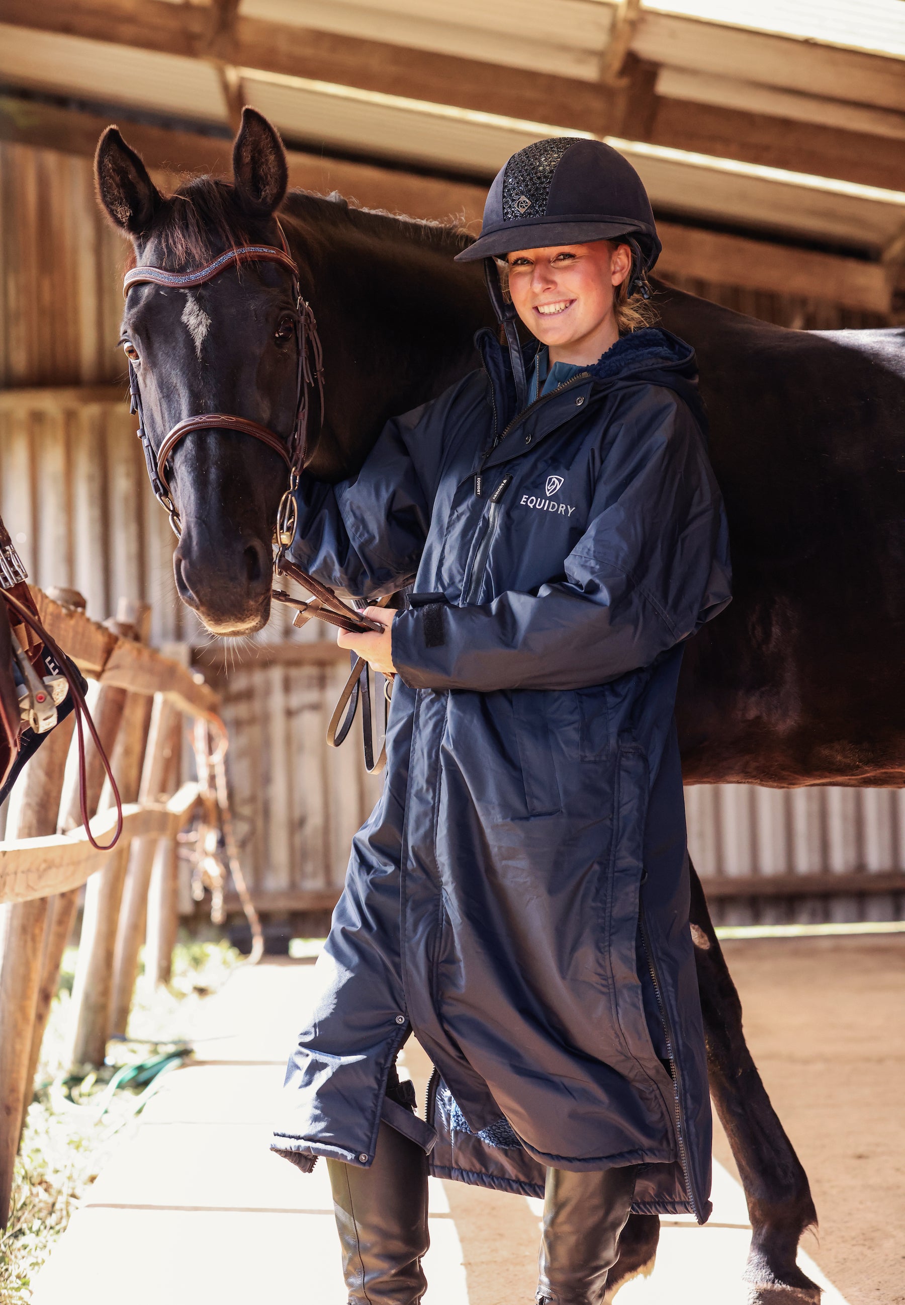 Women's Navy EQUIDRY Evolution: Advanced Waterproof Horse Riding Coat