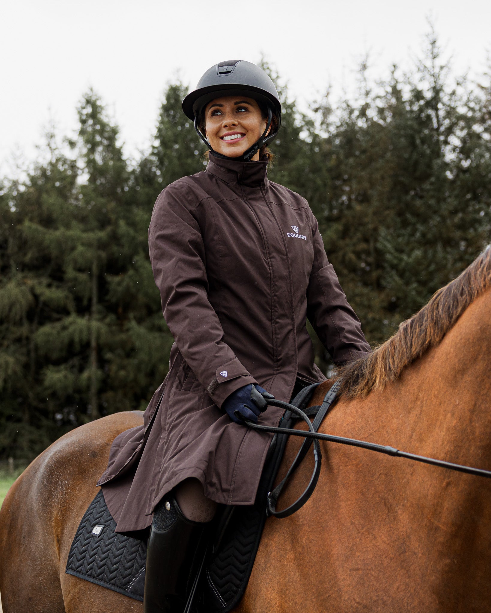 EQUIDRY Bronte | Women's Brown Tailored Waterproof Horse Riding Coat
