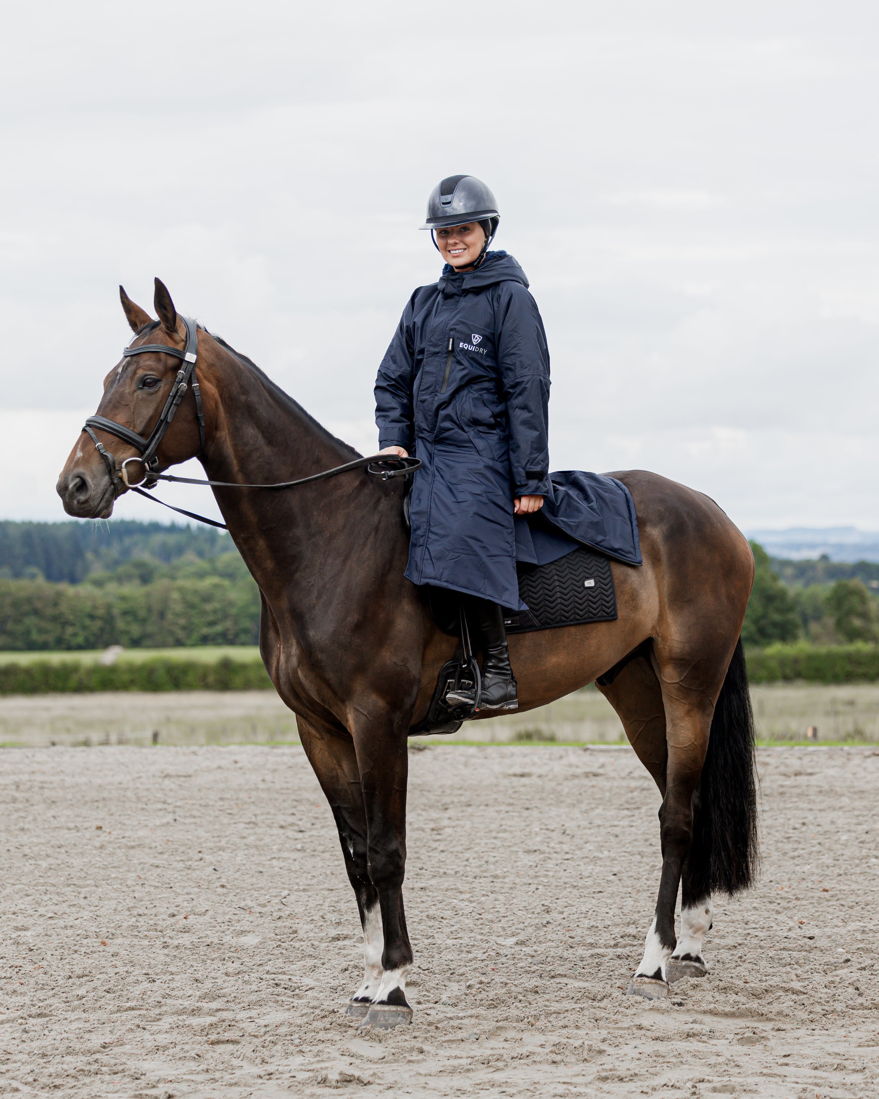 Women's Navy EQUIDRY Evolution: Advanced Waterproof Horse Riding Coat