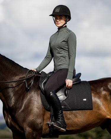 Women's Water Repellent Zip up Top | Black forest Green/Black