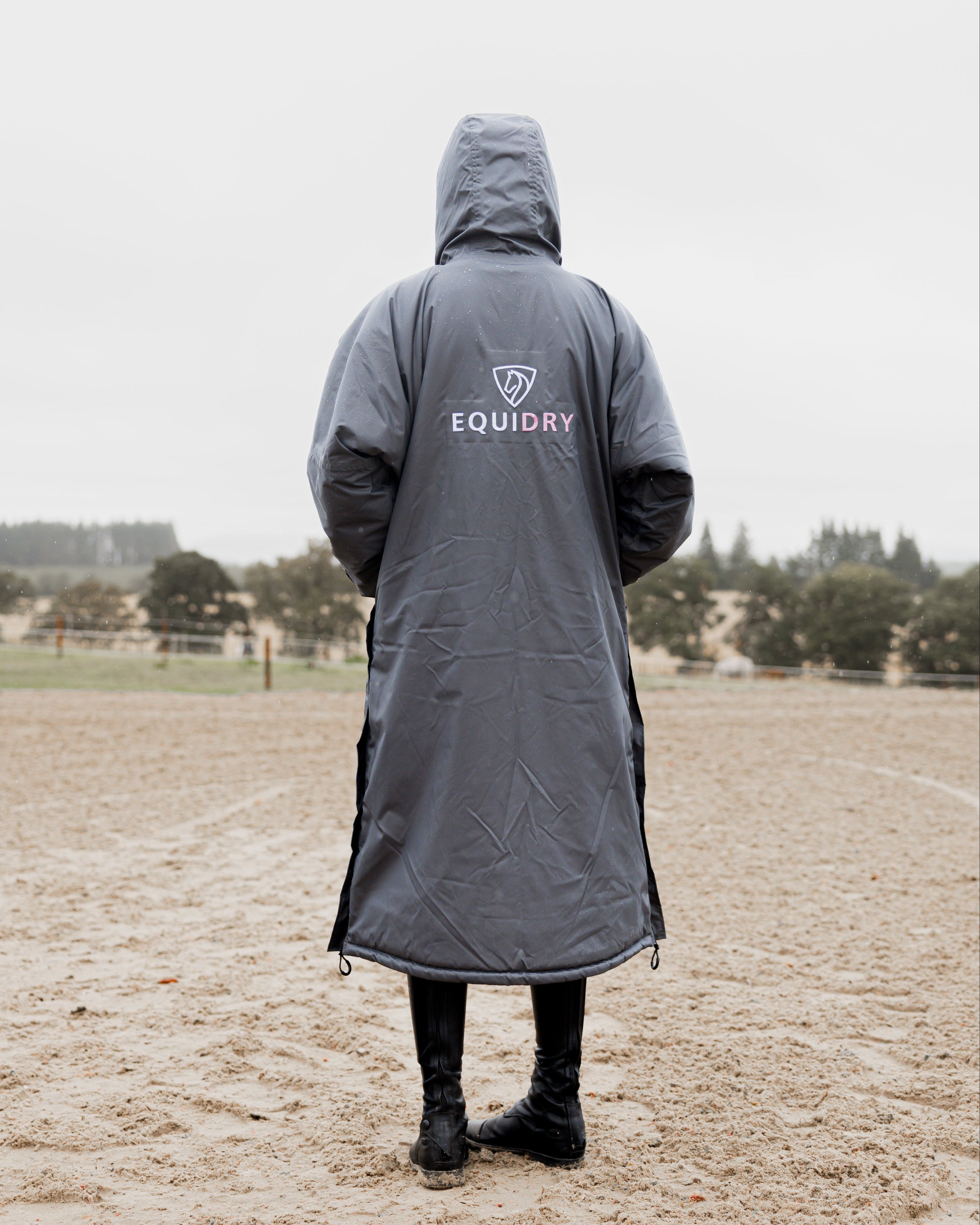 Women's Grey & Pink Waterproof EQUIDRY Riding Coat - Windproof & Warm