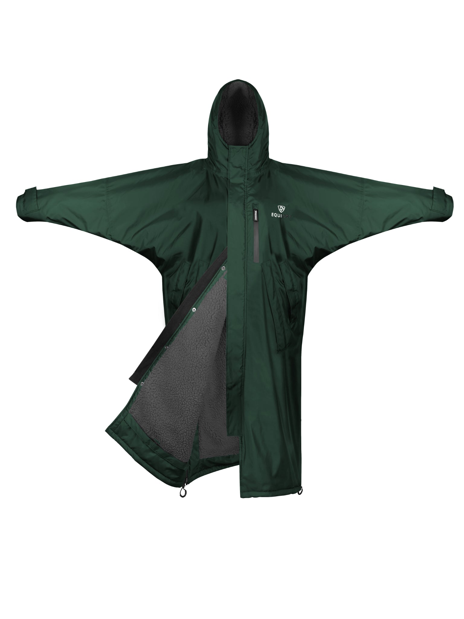 Evolution Women&#39;s | Thick Fleece | Fixed Hood | Black Forest Green/Grey