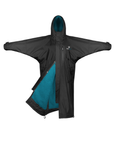 EQUIDRY men's long waterproof horse riding coat in Black/Turquoise