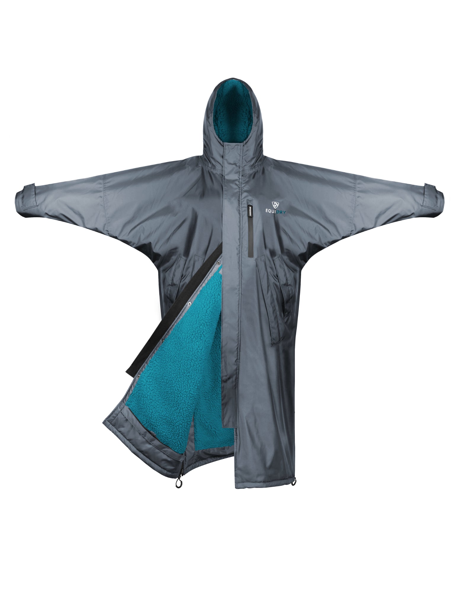 Evolution Women&#39;s | Thick Fleece | Fixed Hood | Charcoal/Turquoise