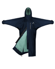 Evolution Women's Warm Waterproof Long Horse Riding Coat Thick Fleece Lining Cosy Fleece Lined Hood in Navy/Jade