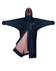 EQUIDRY women's long waterproof horse riding coat in Navy/Pale Pink