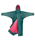 EQUIDRY women's long waterproof horse riding coat in Teal/Peacock Pink