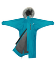 EQUIDRY Evolution Lux Women's Warm Waterproof Winter Horse Riding Coat Thick Fleece Lining with Faux Fur Trim Hood in turquoise