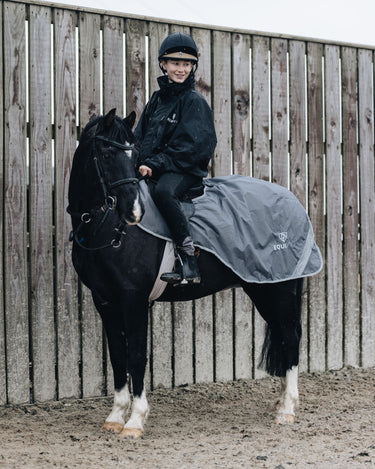 Shortie Child's Oversized Short Waterproof blouson style Riding Jacket Thin Fleece Lining Stowaway Hood 