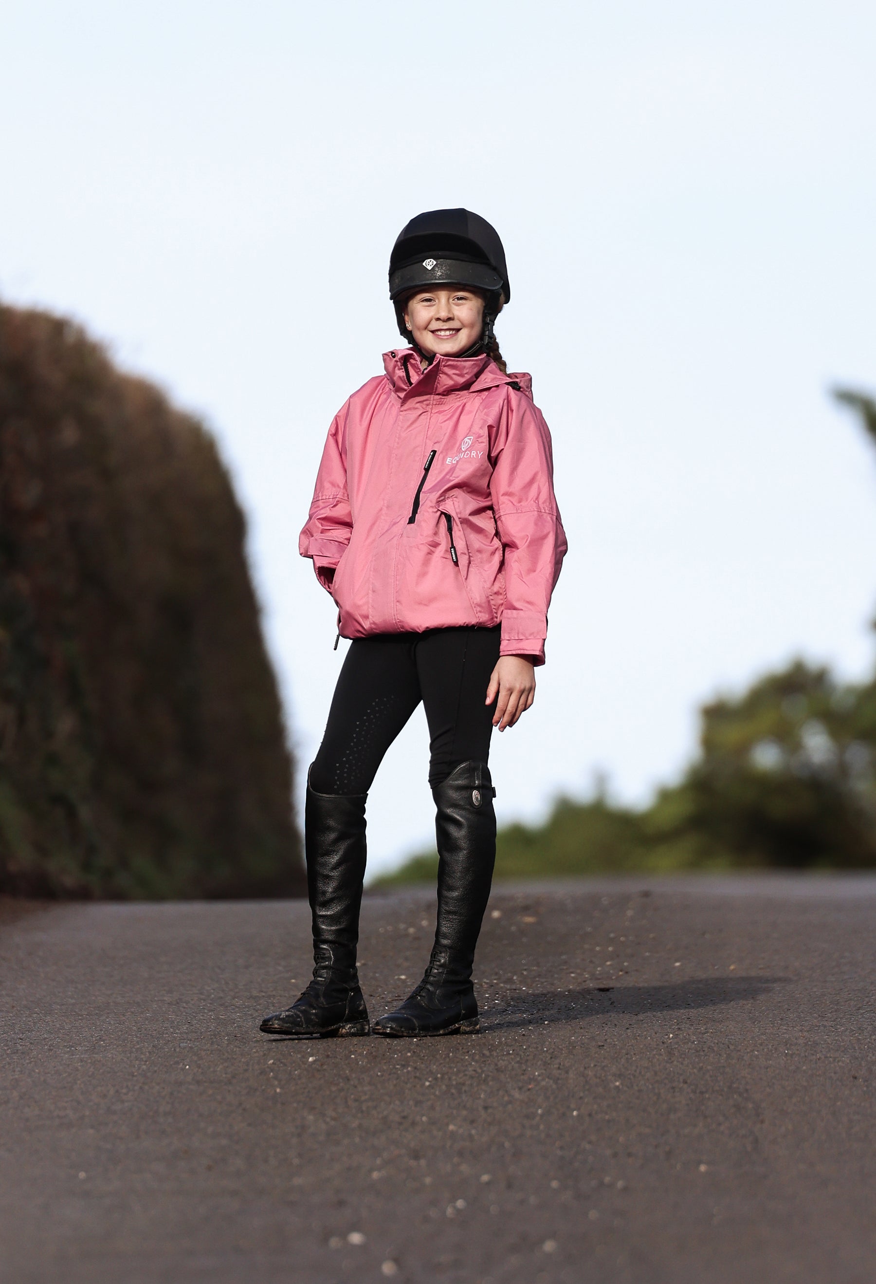 EQUIDRY | Girl's Short Waterproof Horse Riding Jacket | Pale Pink