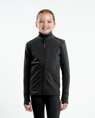 Children's Water Repellent Zip up Top | Black/Pink