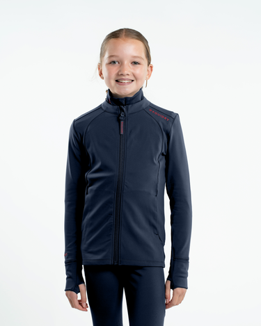 Children's Water Repellent Zip up Top | Navy/Raspberry
