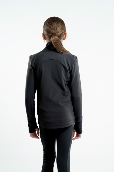 Children's Water Repellent Zip up Top | Black/Lilac
