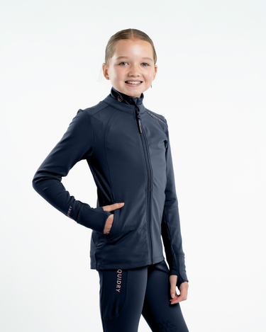 Children's Water Repellent Zip up Top | Navy/Pink